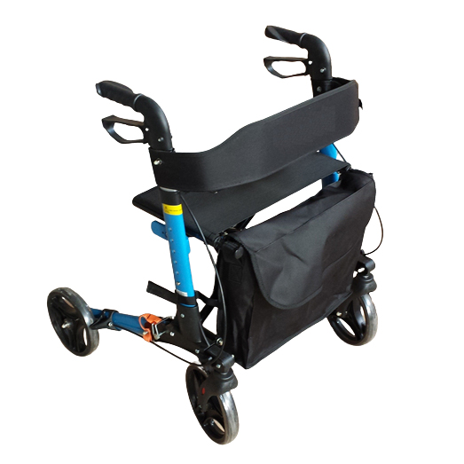 Andador con ruedas compacto, ligero y plegable con doble plegado