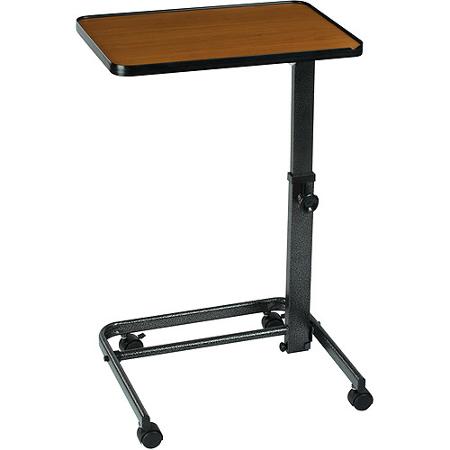 Hôpital réglable en hauteur en acier au-dessus de la table de lit avec roues