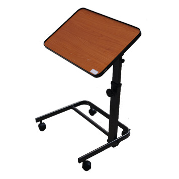 Tavolino da letto ospedaliero regolabile in altezza in acciaio con ruote