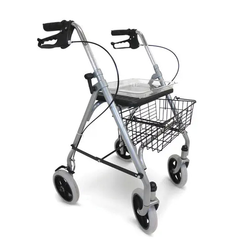 Deambulatore classico in acciaio con sedile imbottito