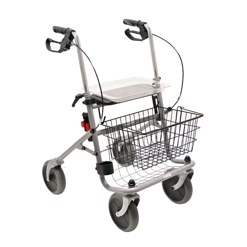 Andador clássico de aço com assento acolchoado