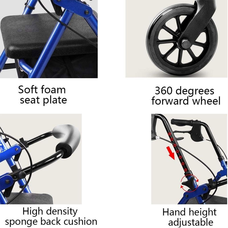 Lichtgewicht extra brede rollator met zitje