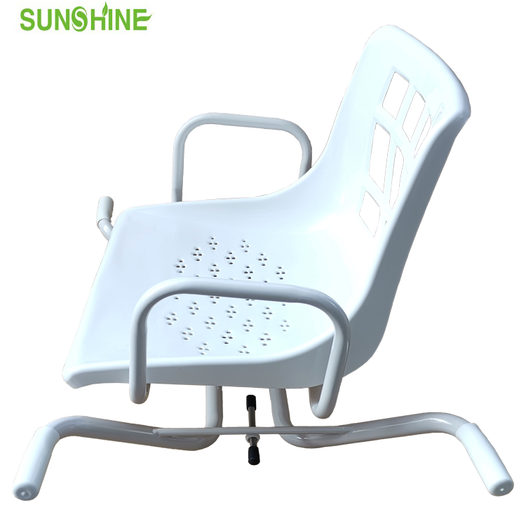 Silla de ducha giratoria de acero con respaldo