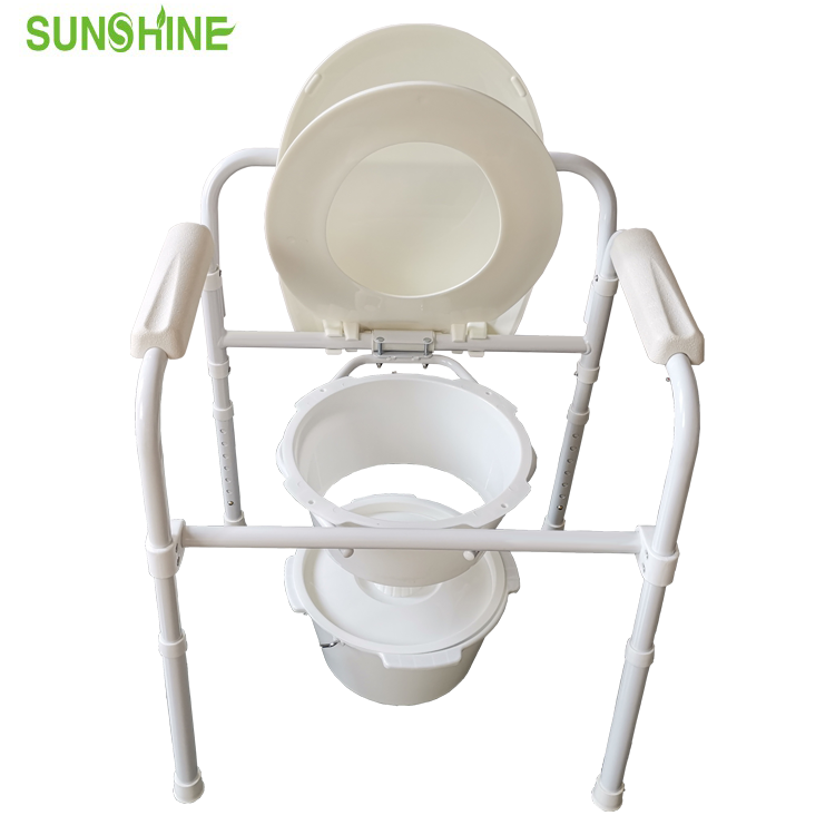 Klappbare Nachtkommode aus Stahl mit tiefem Sitz