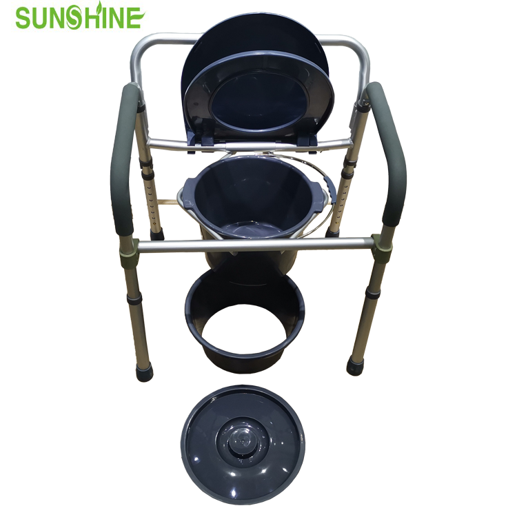 Chaise d'aisance pliable en aluminium avec support dorsal