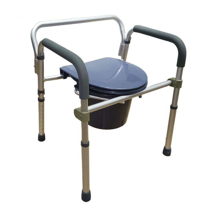 Aluminum Foldable Commode Chair With Back Support