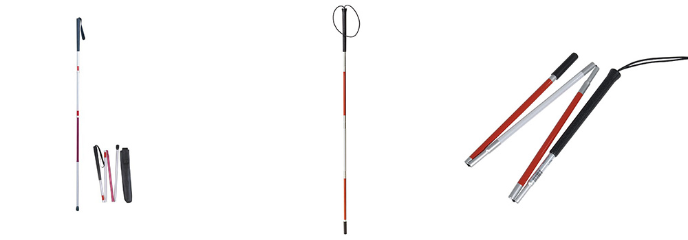 Blind folding cane with wrist strap