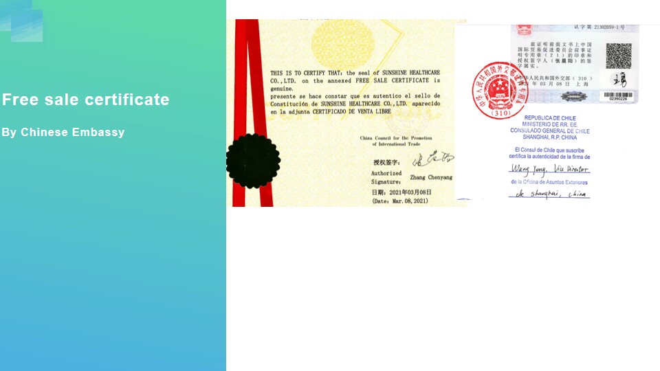 Free sale certificate