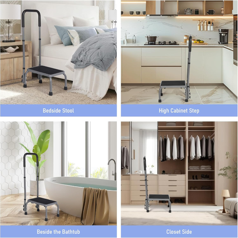 Sgabello con maniglia e piattaforma in gomma antiscivolo