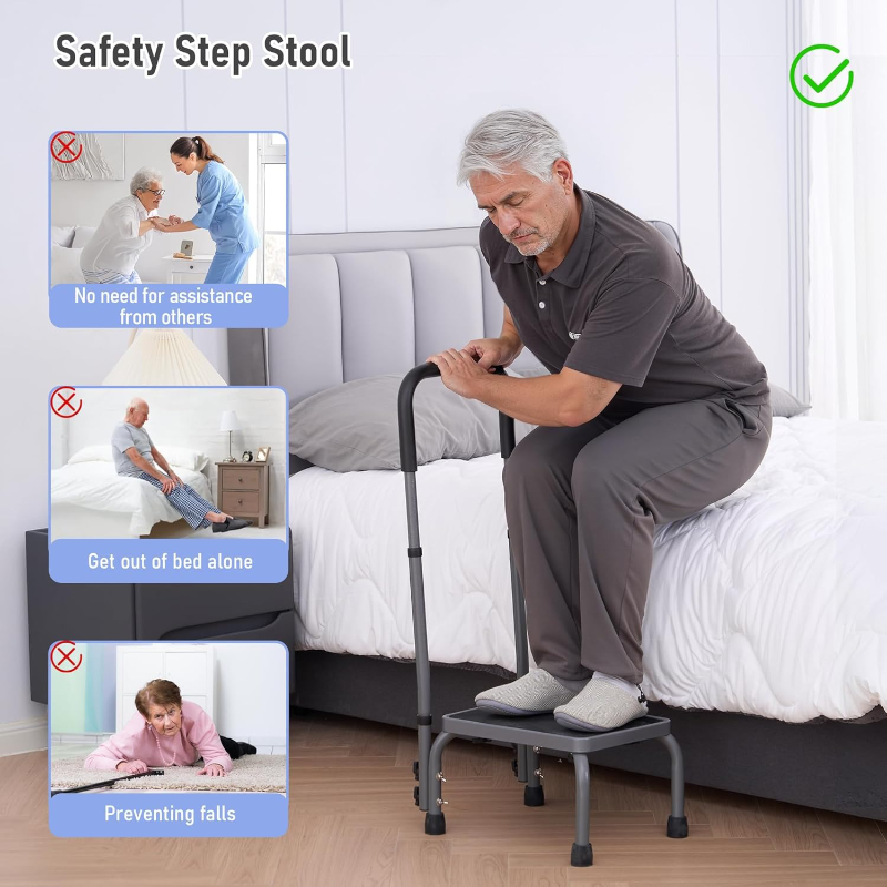 Sgabello con maniglia e piattaforma in gomma antiscivolo