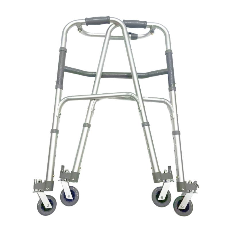 Deambulatore pieghevole singolo; fisso; 4 ruote girevoli da 3