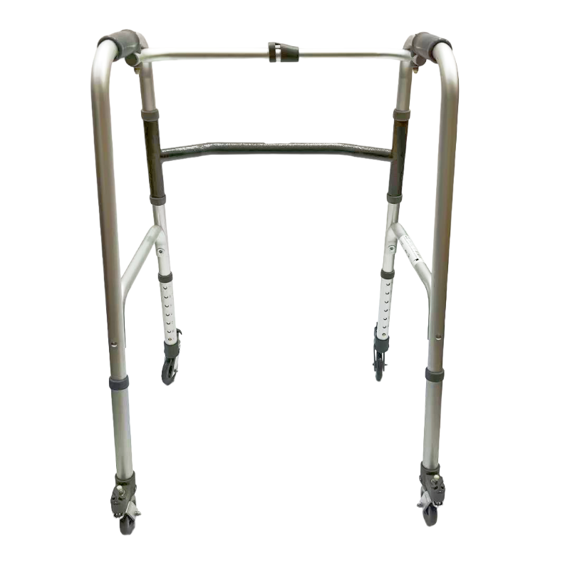 Deambulatore pieghevole singolo; fisso; 4 ruote girevoli da 3