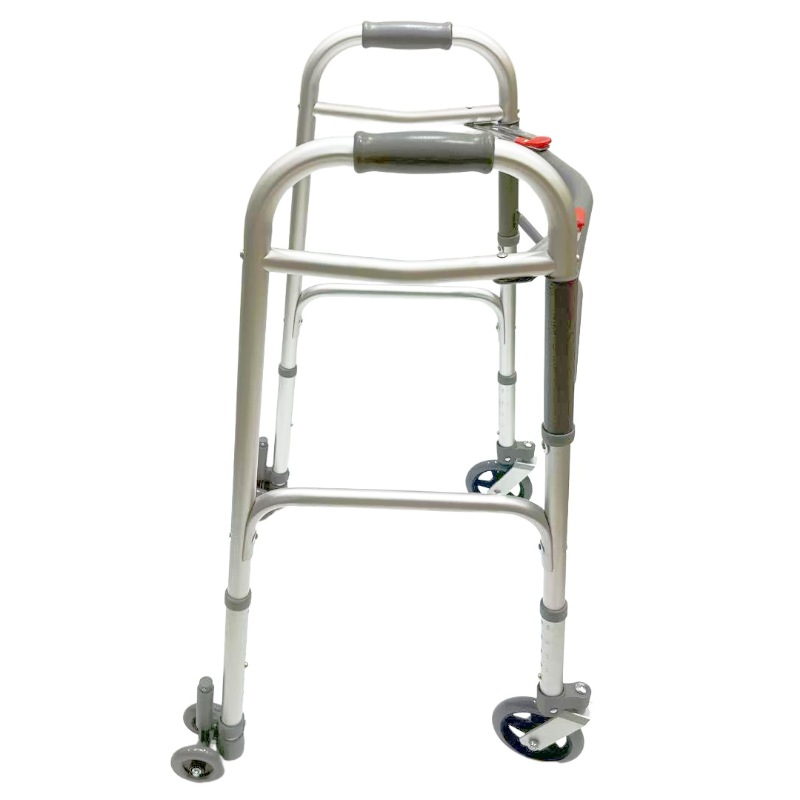 Deambulatore pieghevole doppio; fisso; ruote anteriori girevoli da 5