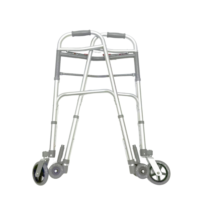 Deambulatore pieghevole doppio; fisso; ruote anteriori girevoli da 5