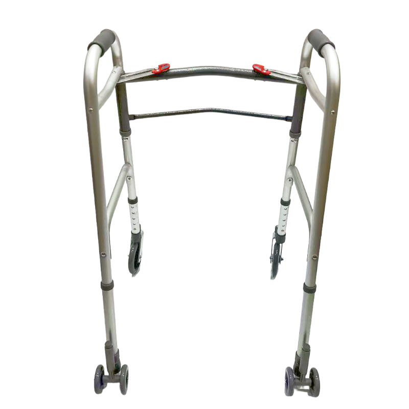 Deambulatore pieghevole doppio; fisso; ruote anteriori girevoli da 5