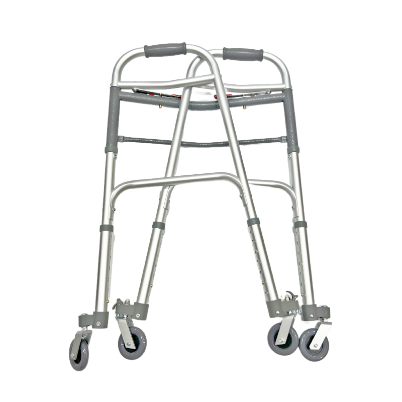 Déambulateur pliable double ; Fixe ; 4 roues pivotantes de 3 pouces