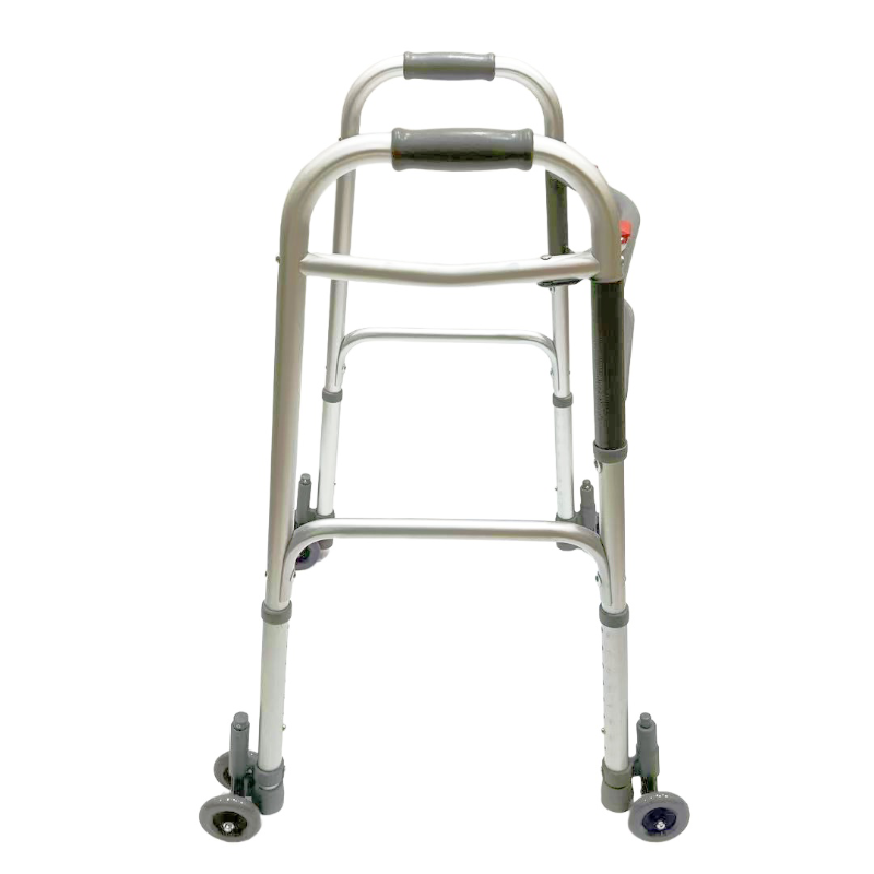 Deambulatore pieghevole doppio; fisso; ruote anteriori fisse da 3