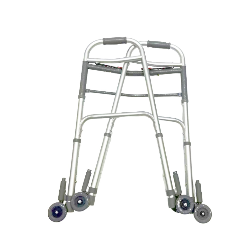 Deambulatore pieghevole doppio; fisso; ruote anteriori fisse da 3