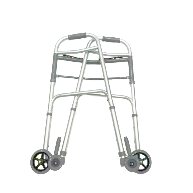 Deambulatore pieghevole doppio; fisso; ruote anteriori fisse da 5