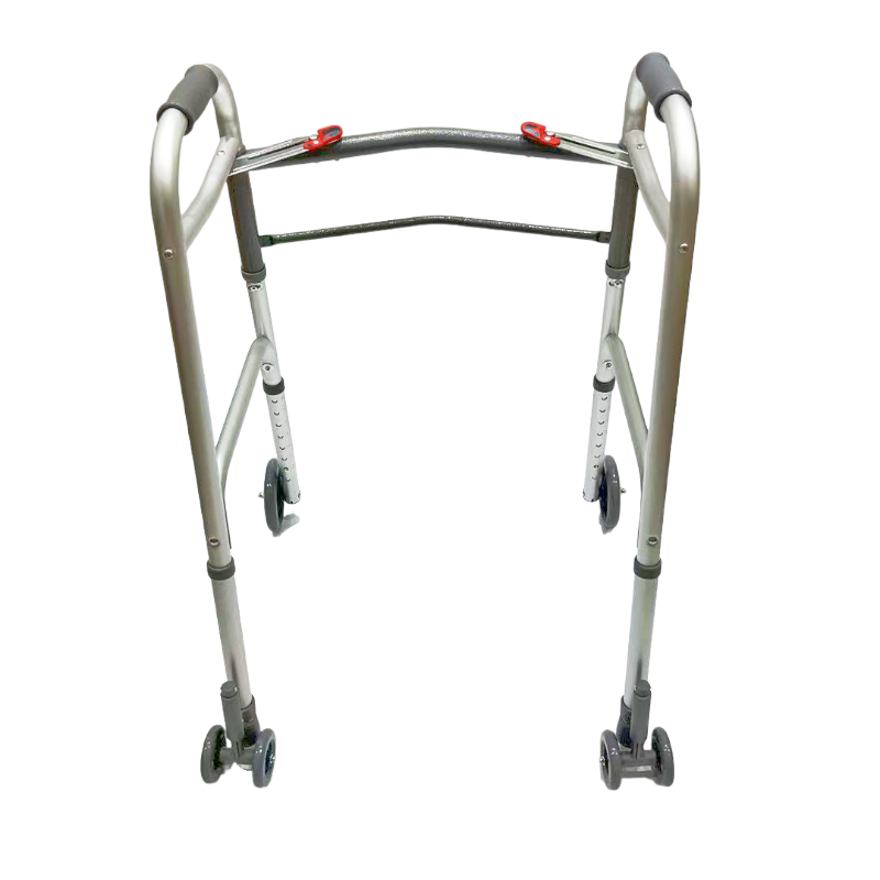 Deambulatore pieghevole doppio; fisso; ruote anteriori fisse da 5