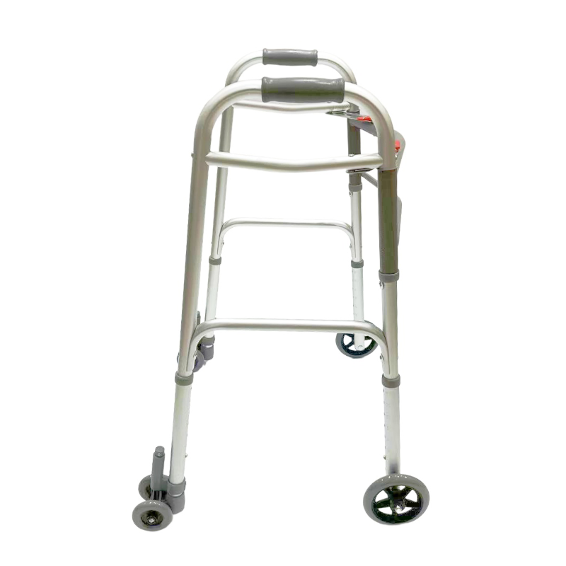 Deambulatore pieghevole doppio; fisso; ruote anteriori fisse da 5