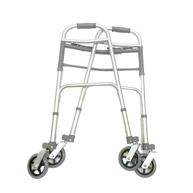 Déambulateur pliable double ; Fixe ; 4 roues pivotantes de 5 pouces