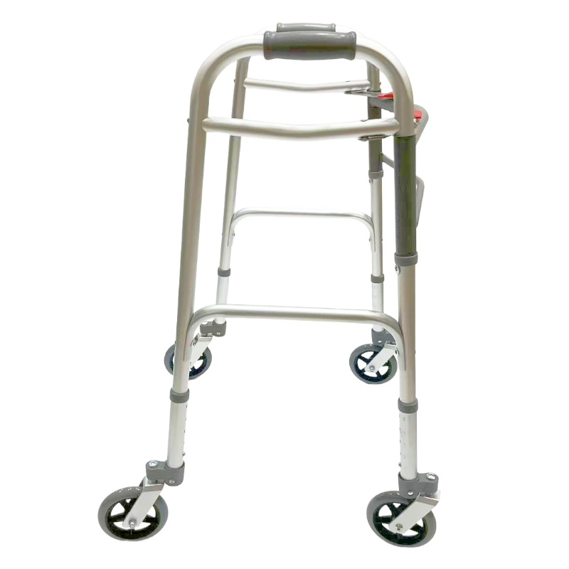 Déambulateur pliable double ; Fixe ; 4 roues pivotantes de 5 pouces