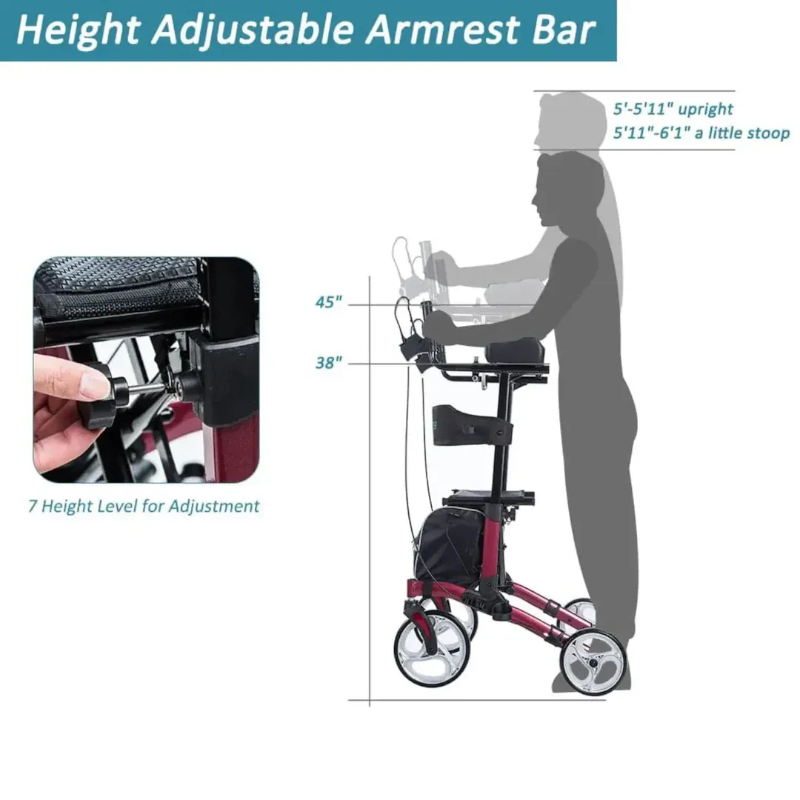 Вертикальный ходунок Поднять, ходунки с опорой на предплечье, ходунки для пожилых людей, складные ходунки с сиденьем, ходунки с подлокотником