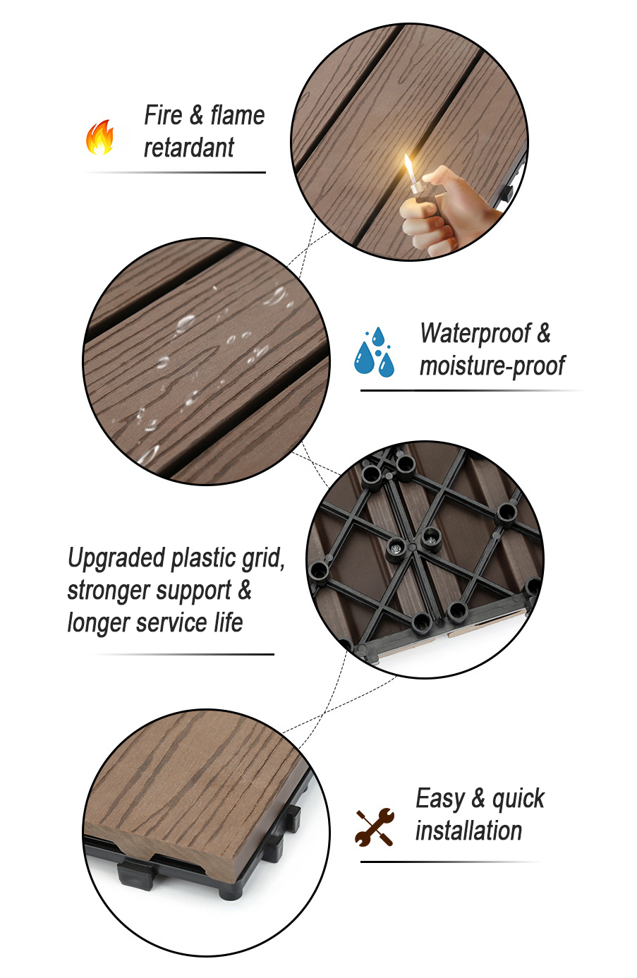 recyclable splicing deck tile