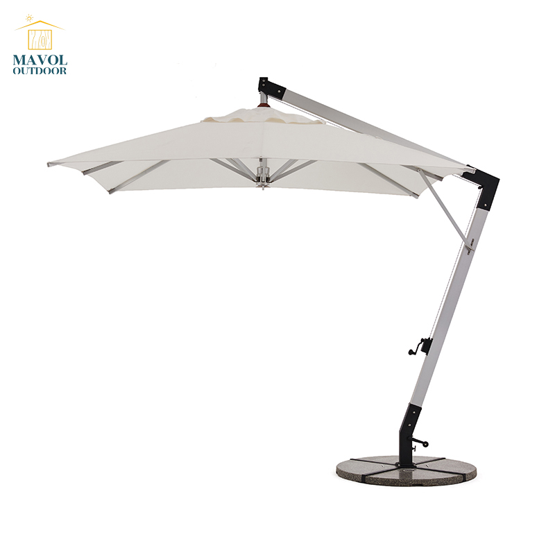 beige oversized hotel sunshade cantilever umbrella