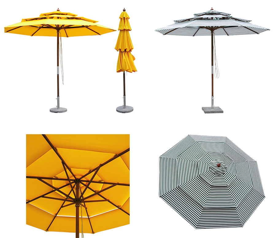 wooden beach umbrella
