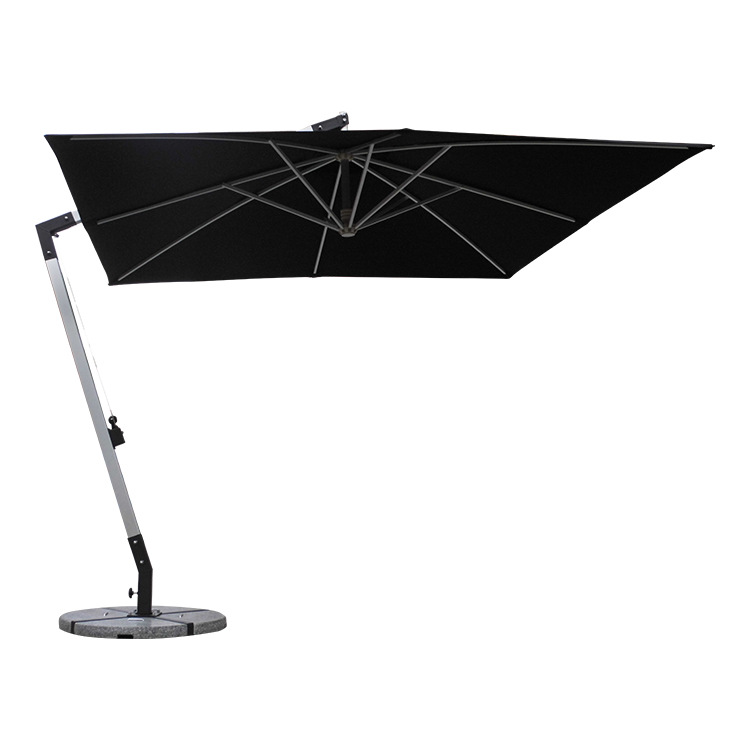 Black rainproof cantilever umbrella for courtyard