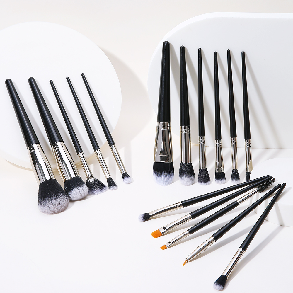 Makeup Brush Kit High Quality 16 Pcs Black Nylon Hair Wood Handle Custom Logo Makeup Brush Set Cosmetic