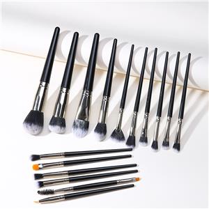 Makeup Brush Kit High Quality 16 Pcs Black Nylon Hair Wood Handle Custom Logo Makeup Brush Set Cosmetic
