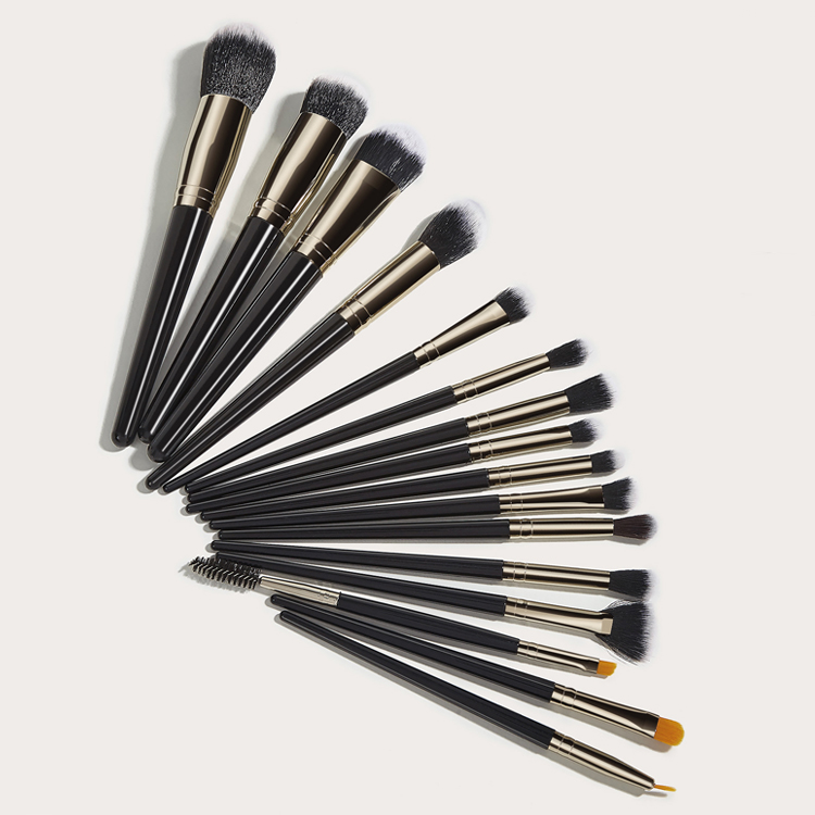 Makeup Brush Kit High Quality 16 Pcs Black Nylon Hair Wood Handle Custom Logo Makeup Brush Set Cosmetic