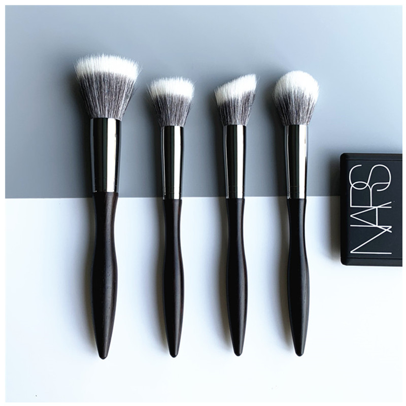 Natural Hair Black Colour Makeup Brush Set Professional Goat Hair Powder Brush