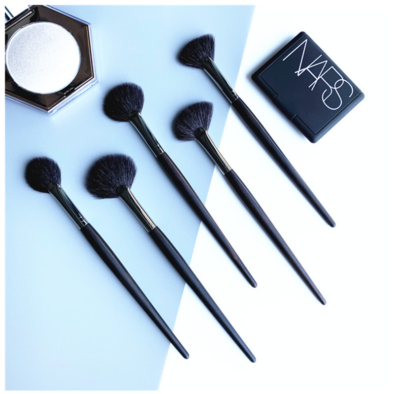 Natural Hair Black Colour Makeup Brush Set Professional Goat Hair Powder Brush