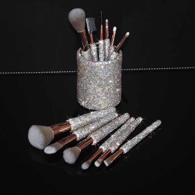 Wholesale Glitter Makeup Brush Set Professional Bling Makeup Brush With Diamond Holder