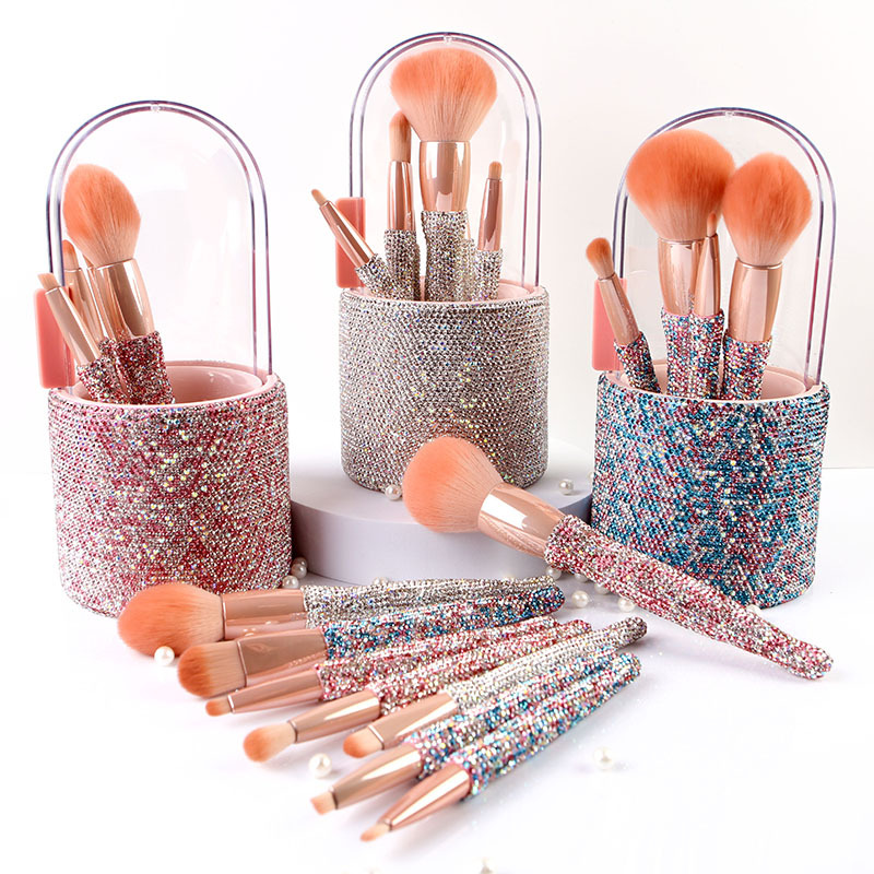 Wholesale Glitter Makeup Brush Set Professional Bling Makeup Brush With Diamond Holder