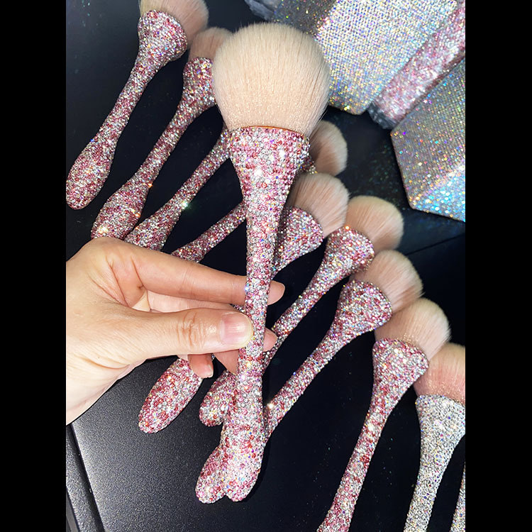 Wholesale Glitter Makeup Brush Set Professional Bling Makeup Brush With Diamond Holder