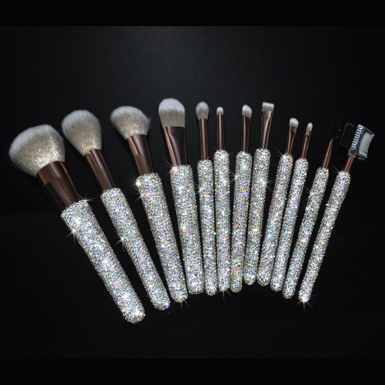 Wholesale Glitter Makeup Brush Set Professional Bling Makeup Brush With Diamond Holder