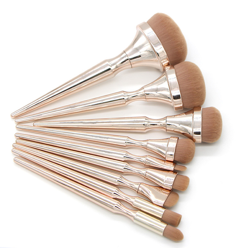 Toothbrush 9 Pieces Foundation Contour Brushes Set Makeup Brush Rose Gold High End Maquiagem Cosmetic Tools Brush