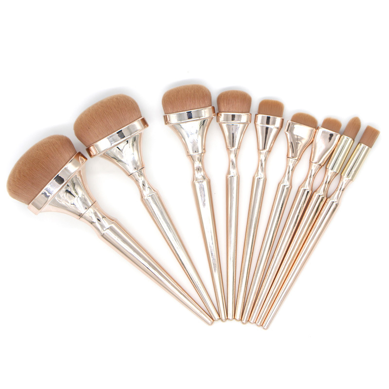 Toothbrush 9 Pieces Foundation Contour Brushes Set Makeup Brush Rose Gold High End Maquiagem Cosmetic Tools Brush