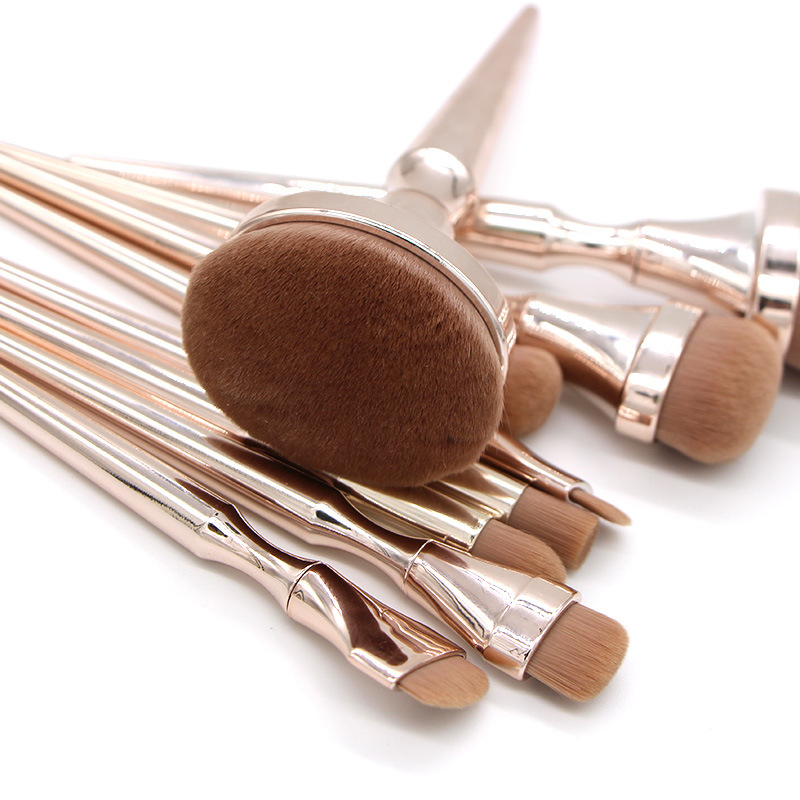 Toothbrush 9 Pieces Foundation Contour Brushes Set Makeup Brush Rose Gold High End Maquiagem Cosmetic Tools Brush