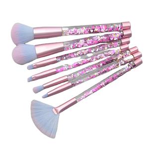 6 Pc Set Cosmetic Personalized Custom Made Makeup Brushes Professional Clear Transparent Handle Makeup Brush Set
