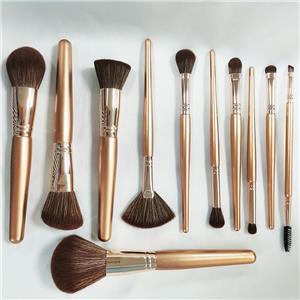11pcs Portable Synthetic Hair Rose Gold Makeup Brushes Sets