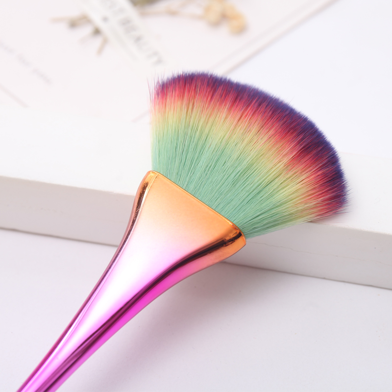 Colourful Blush Brushes Customized Logo Fan Brush