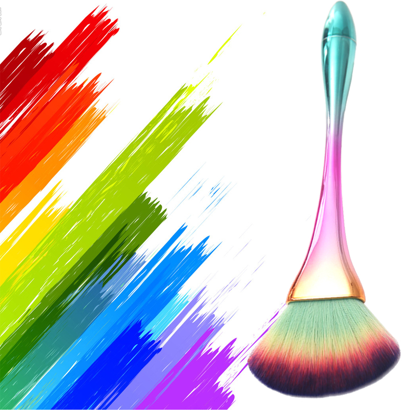 Colourful Blush Brushes Customized Logo Fan Brush