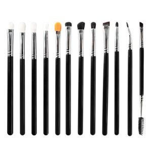 12pcs Natural Hair Makeup Tools Accept Customize Logo Private Label Eye Eyeshadow Brushes Black Silver Style Makeup Brush Set