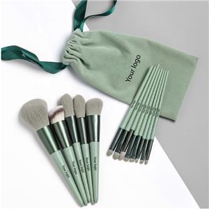 13pcs Vegan Cruelty Free Green Private Label Luxury Makeup Brushes